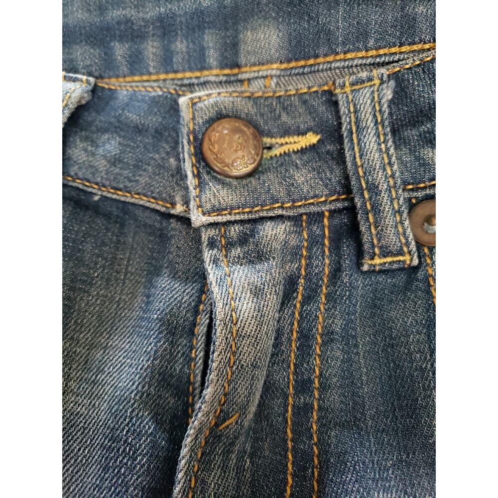 R13 Denim Stretch Leather Chaps Leggings Blue Size 24 Italy (B2 - Picture 7 of 8